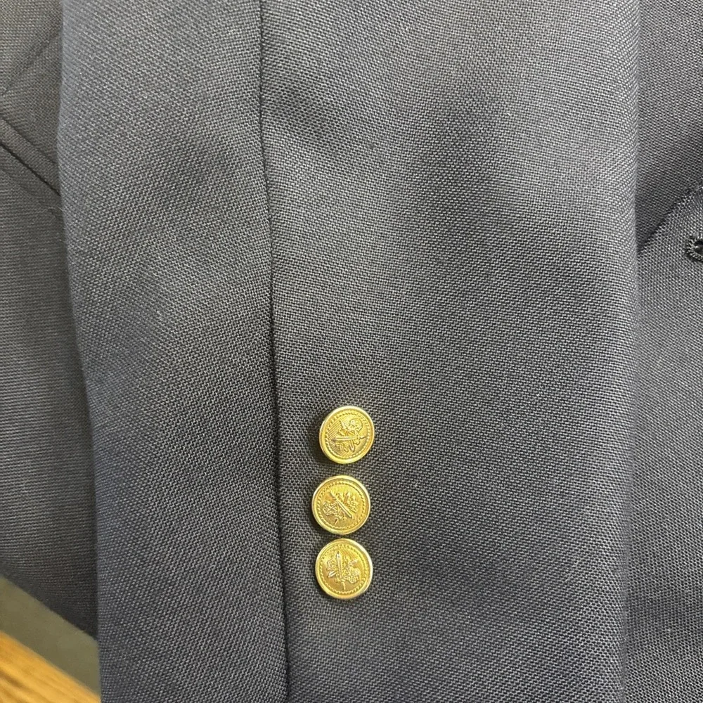 Bert Pulitzer Vintage Classic Men Navy Wool‎ Blend Blazer Jacket Gold Button 36S